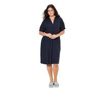 Ulla Popken Leinenmix-Kleid Robe en Lin mélangé, Bleu Marine, 50-52 Femme