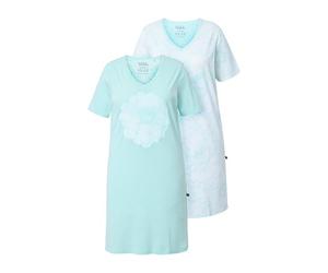 Ulla Popken Lot de 2 Chemises de Nuit pour Femme, Vert Menthe Clair, 44-46