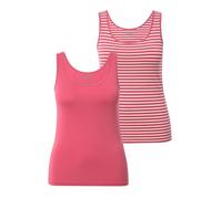 Ulla Popken Lot de 2 débardeurs Grande Taille pour Femme - Col Rond - sans Manches - Coton Biologique, Framboise, 54-56