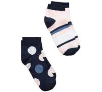Ulla Popken Lot de 2 Paires de Chaussettes Hautes pour Baskets à Pois et Rayures, Bleu, 39-42 Femme