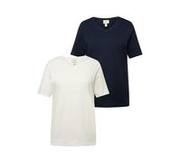 Ulla Popken Lot de 2 T-Shirts, Col en V, Demi-Manches, Coton Biologique, Bleu Marine, 52-54 Femme