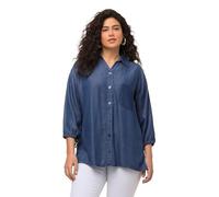 Ulla Popken Lyocell Chemise à Manches 3/4 en Jean Blouse, Bleu Denim, 48-50 Femme