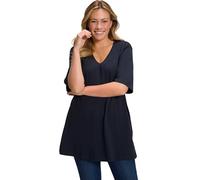 ULLA POPKEN Maglietta Basic, Scollo A V, Rilassata, A Mezza Manica T-Shirt, Noir, 68 Femmes