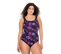 Ulla Popken Maillot de Bain Alice pour Femme, Grandes Tailles, Grande Taille, Softline, feu d'artifice de Feuilles, Noir, 54-56