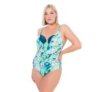 Ulla Popken Maillot de Bain Chloe pour Femme, Grandes Tailles, avec Bordure Brillante, Eau salée, Vert Clair des Caraïbes, 50