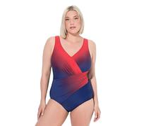 Ulla Popken Maillot de Bain Grande Taille pour Femme, Grande Taille, dégradé de Couleur, drapé, Bonnets Souples, recyclé, Marine, 48