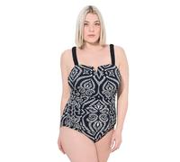 Ulla Popken Badeanzug INES, Struktur Paisley Maillot de Bain Une pièce, Noir, 48 Femmes