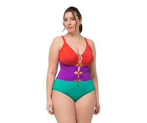 Ulla Popken Maillot de Bain Lisa Colourblock 826476 pièce, Vert, 60 Femmes
