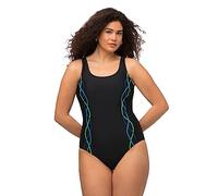 Ulla Popken Femme Maillot de Bain, Pipings, Bande sous la Poitrine, Doublure Avant Pièce, Noir, 52