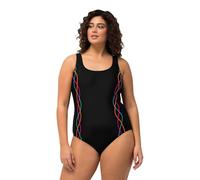 Ulla Popken Femme Maillot de Bain, Pipings, Bande sous la Poitrine, Doublure Avant Pièce, Noir, 54