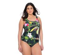 Ulla Popken Maillot de Bain pour Femme - Tucan - sans Bonnets Souples - Col Rond - 1 pièce