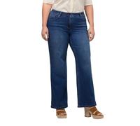 Ulla Popken Marlenejeans Mary, Jambe Large, Ceinture Confortable, Coton Biologique Jeans, Denim Bleu Foncé, 53W / 30L Femme