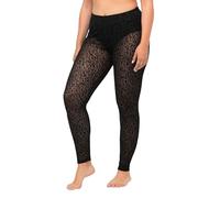 Ulla Popken Femme Mesh-leggings, Leo Print Grand Surdimensionné, Noir, 60-62 EU