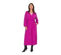 Ulla Popken Midikleid, Wickeloptik, A-Linie, V-Ausschnitt, Langarm Robe, Baie, 56-58 Femmes