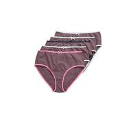 Ulla Popken Midislips, 5er-Pack, Farbige Kanten 5 pièces, Lettres midi, Passepoil coloré, Terre, 58-60 Femmes