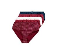 Ulla Popken Midislips, 5er-Pack, Punkte/Einfarbig Slips, Rouge Bordeaux, 62-64 Femmes
