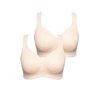 Ulla Popken Mikrofaser-BH, 2er-Pack, Ohne Bügel, Vorgeformte Cups Lot de 2 Soutiens-Gorge en Microfibre, sans Armatures, Bonnets préformés, Beige, 105E Femmes
