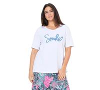 Ulla Popken mit Flauschigem Schriftzug, Classic T-Shirt Classique avec Inscription Moelleuse, Blanc Neige, 62-64 Grande Taille Femmes