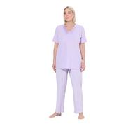 Ulla Popken, Morning Rise Pyjama, détails en Satin, Taille matinale, Lavande délicate, 48-50 Grande Femmes
