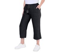 Ulla Popken Pantalon en Lin 7/8, Noir, 60-60 Femme
