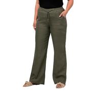 Ulla Popken Pantalon en Lin, Vert Loden, 45W / 32L Femme