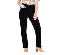 Ulla Popken Pantalon en Velours côtelé Mony, Taille partiellement élastique, Noir, 48-48 Femme