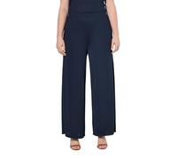 Ulla Popken Pantalon Marlène pour Femme, Jambe Droite, Taille élastique, Jersey côtelé, Jambe Droite, Taille élastique, Jersey côtelé, Marine, 36W / 32L