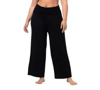 Ulla Popken Pantalon Marlenehar, Jambe, Large Ceinture élastique Enfiler, Noir, 56W / 32L Femme
