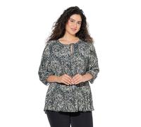 Ulla Popken Plissee Bluse mit Bindeband Chemisiers, Gris, 58-60 Femmes
