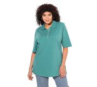 Ulla Popken Poloshirt, Piqué, Polokragen, Samt-Knopfleiste, Halbarm T-Shirts, Vert, 66-68 Femmes