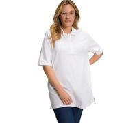 Ulla Popken Polopiquee Shirt Manches Longues, Blanc, 44-46 Femme
