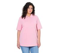 Ulla Popken Poloshirt, Piqué, Polokragen, Samt-Knopfleiste, Halbarm T-Shirt, Rose, 50-52 Femmes