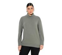 Ulla Popken Rollkragenpullover, Breite Rippbündchen, Langarm Pull-Over, Gris Vert, 48-50 Femme