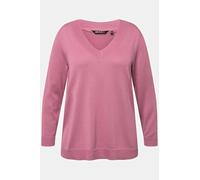 Ulla Popken Pull, col en V, Manches Longues, Tricot Fin Doux Sweater, Marine, 48-50 Femme