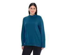 Ulla Popken Pull, Col Montant, Manches Longues, Poignets Côtelés Sweater, Bleu-Vert, 48-50 Femme