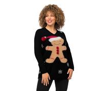 Ulla Popken Pull en Pain d'épice Sweater, Noir, 48-50 Femme