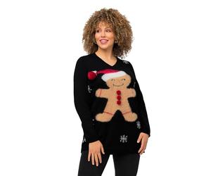 Ulla Popken Pull en Pain d'épice Sweater, Noir, 48-50 Femme