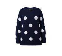 Ulla Popken Pull-over bleu foncé / blanc, Taille M-L