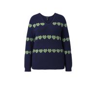 Ulla Popken Pull-over bleu foncé / vert clair, Taille M-L