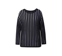 Ulla Popken Pull-over noir / blanc, Taille XXXL-4XL