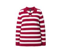 Ulla Popken Pull-over rouge rubis / blanc, Taille XXXL-4XL