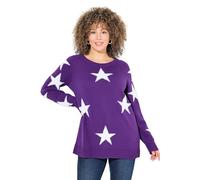 Ulla Popken Pullover, Glitzersterne, Rundhals, Raglan-Langarm Pull-Over, Violet foncé, 48-50 Femme