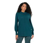Ulla Popken Pullover, Muschelsaum, Stehkragen, Langarm Pull-Over, Vert foncé, 48-50 Femme