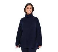 Ulla Popken Pullover, Rippstrick, Rollkragen, Langarm, Recycelt Pull-Over, Marine, 50-52 Femme