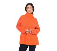 Ulla Popken Pullover, Rippstrick, Rollkragen, Langarm, Recycelt Pull-Over, Tomate, 50-52 Femme