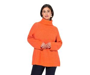 Ulla Popken Pullover, Rippstrick, Rollkragen, Langarm, Recycelt Pull-Over, Tomate, 50-52 Femme