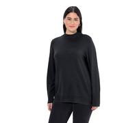 Ulla Popken Pullover, Stehkragen, Langarm, Rippbündchen Pull-Over, Noir, 48-50 Femme