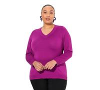 Ulla Popken Pullover, V-Ausschnitt, Langarm, Weicher Feinstrick Pull-Over, Baie, 48-50 Femme