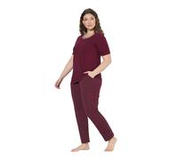 Ulla Popken Schlafanzug, Punkte, Rundhals, Halbarm Ensemble de Pijama, Rouge Bordeaux, 42-44 Femmes