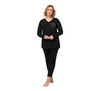 Ulla Popken Pyjama, Satin Pocket, Noir, 50-52 Femmes